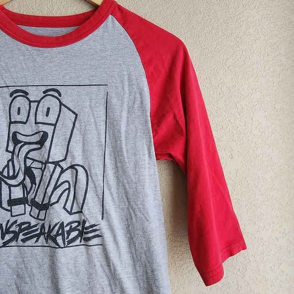 Unspeakable Red And Gray "Crouching Icon" 3/4 Sleeve Raglan Tee Shirt Youth L - Picture 4 of 10